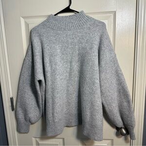 Women’s Zenana Outfitters Light Gray Cowl Neck Sweater, size Medium (oversized)